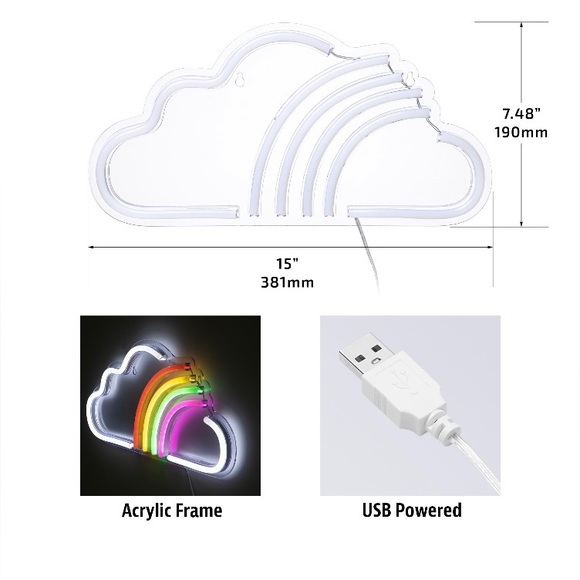LED Wall Sign Decor Rainbow Cloud LARGE - Picture 3 of 8